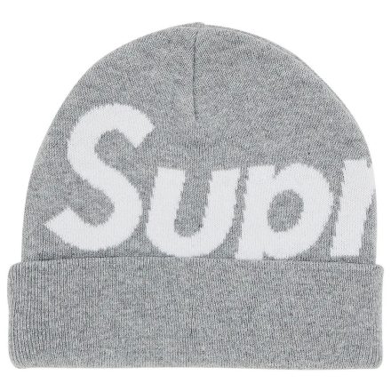 Supreme Big Logo Beanie Heather Grey