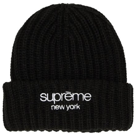 Supreme Classic Logo Chunky Ribbed Beanie Black